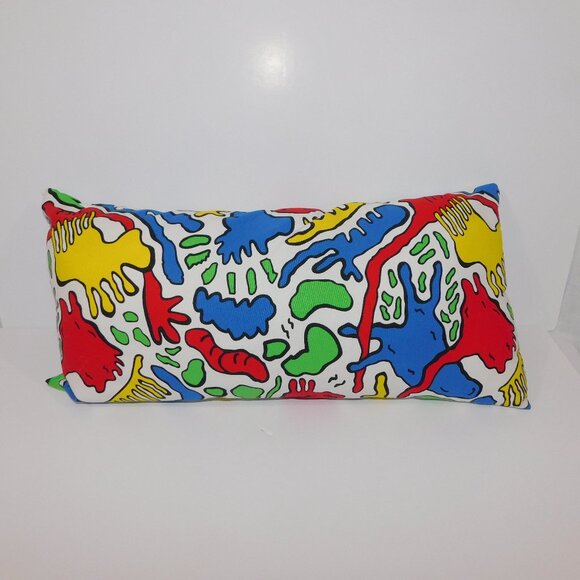 IKEA Avsiktlig abstract colourful Funky Bolster Throw Pillow 22" x 11" - Picture 1 of 5